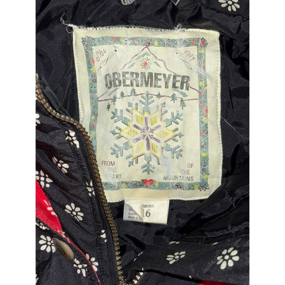 Obermeyer Juniors Navy Blue Floral Print Ski Jacket Size 16 - Picture 4 of 8